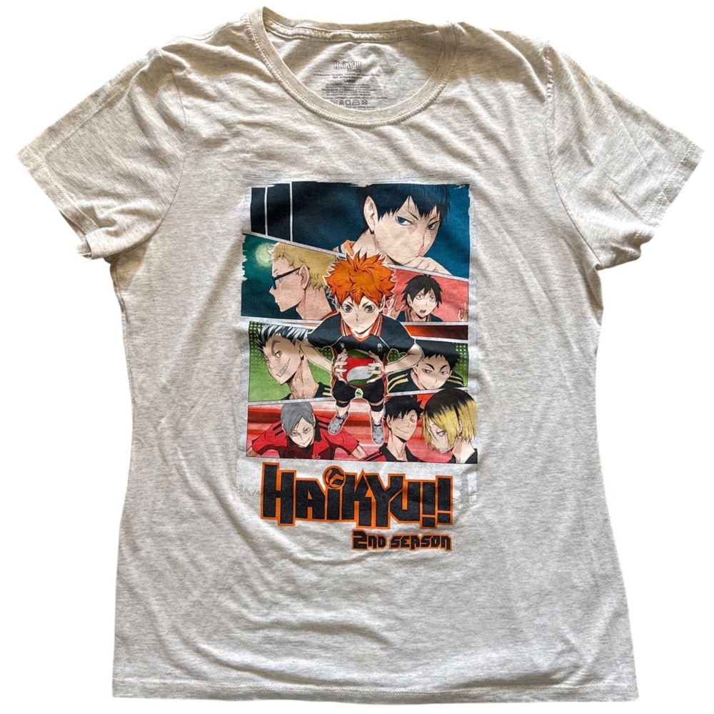 Haikyuu 2nd Season Anime Graphic T Shirt Women's Large‎ Grey Short Sleeve